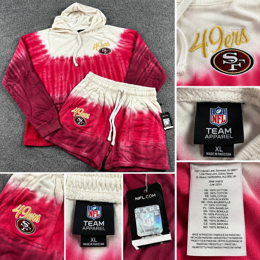 NWT NFL Team Apparel San Francisco 49ers Women's XL Tie Dye Hoodie & Short Set